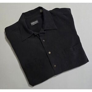 Roberto‎ Classico Mens XL Shirt Button Down Dark Gray Black Texture Long Sleeve